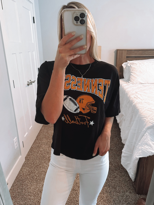 Tennessee Football Cropped Tee | Black