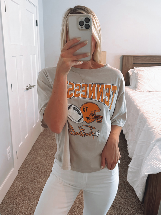 Tennessee Football Cropped Tee | Stone