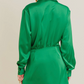 Satin Collared Mini Dress | Green