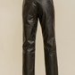 Front Slit Leather Pants | Black