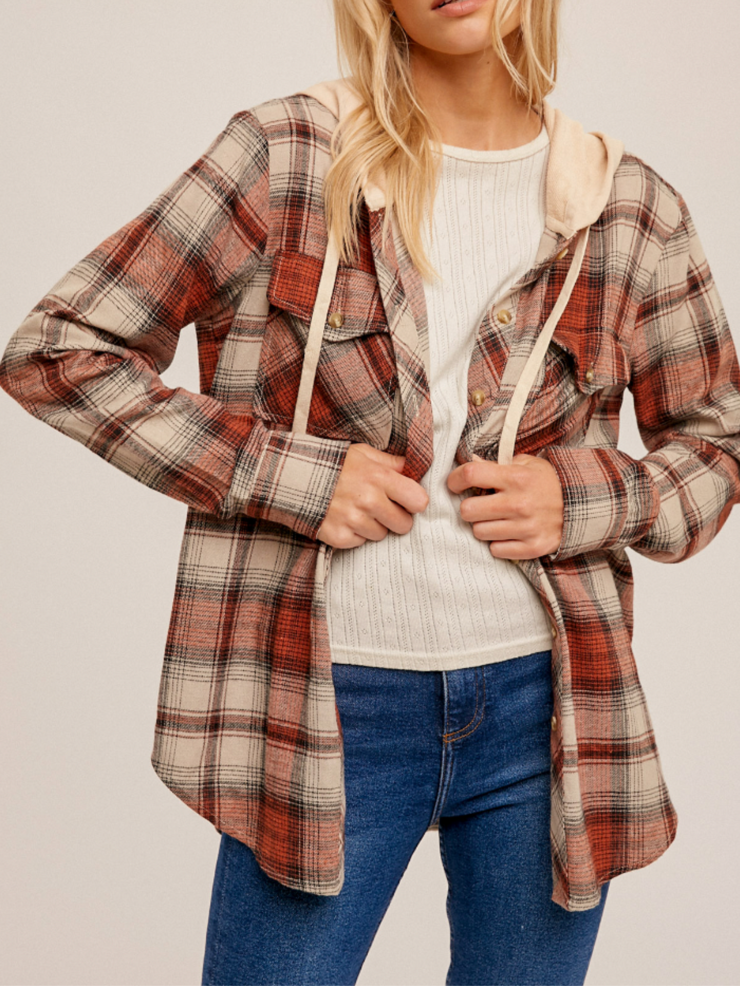 Hooded Flannel Top