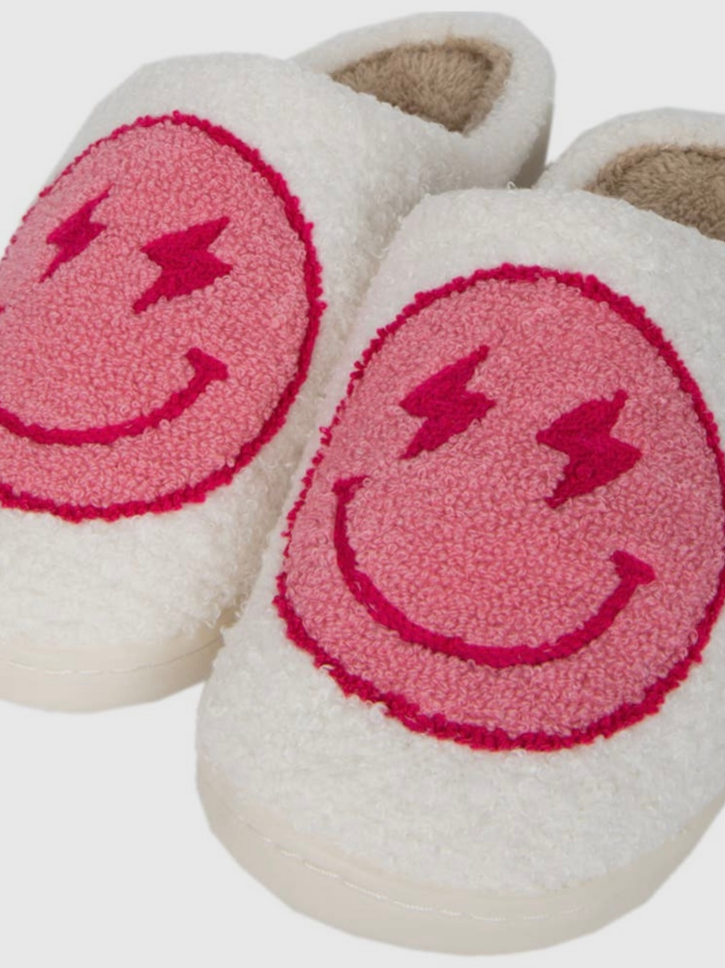 Smiley Face Slippers - Pink