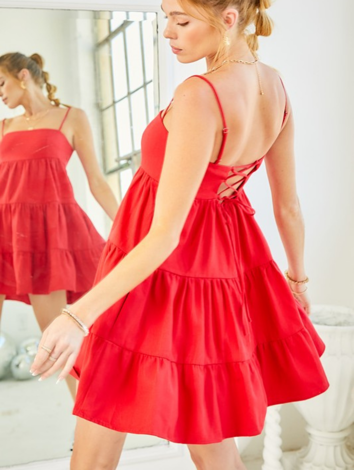 Candy Red Denim Dress