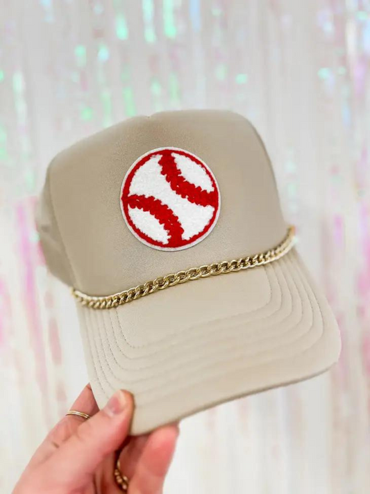 Baseball Patch Trucker Hat w/ Chain