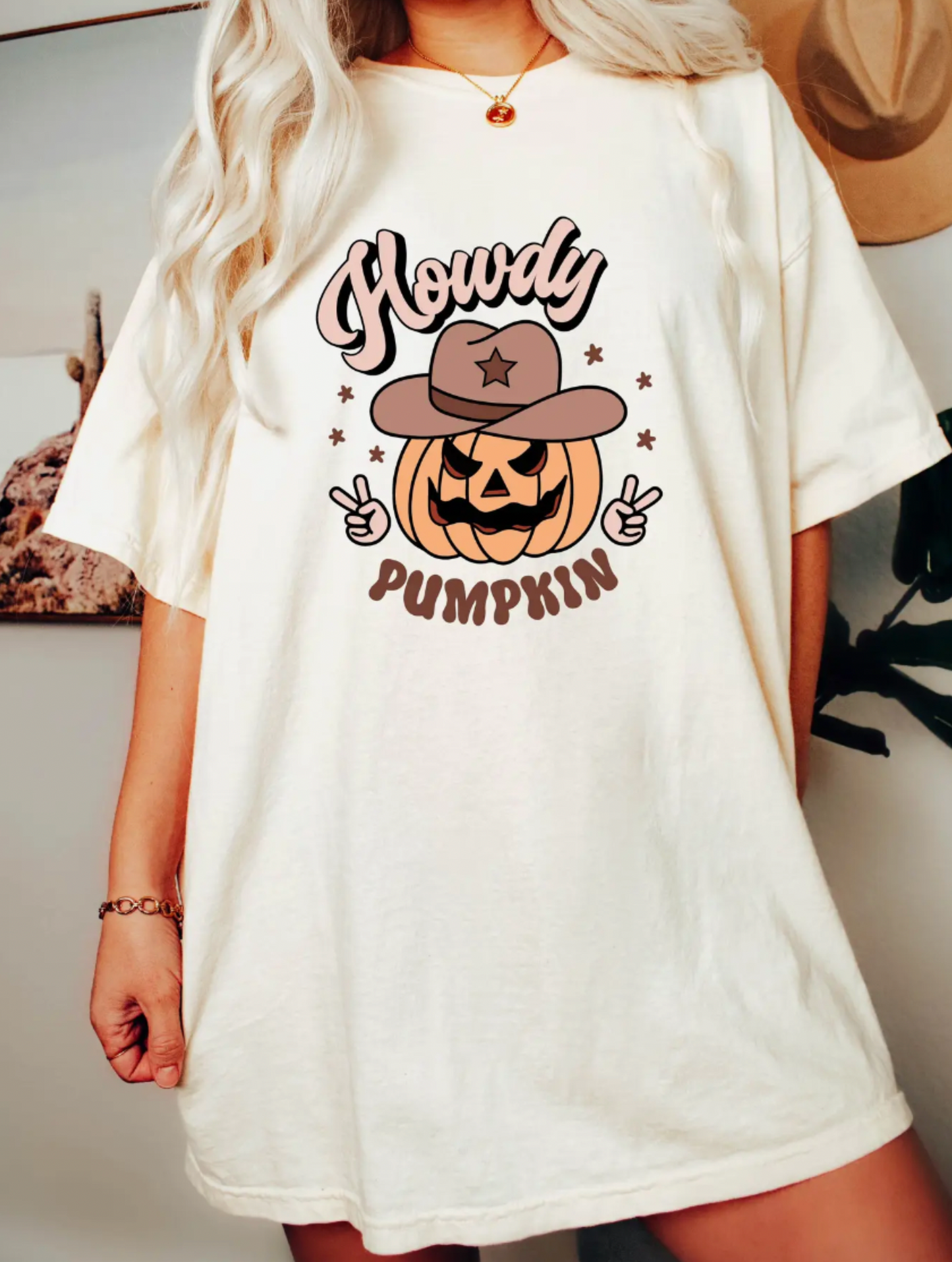 Howdy Pumpkin Oversized Graphic Tee
