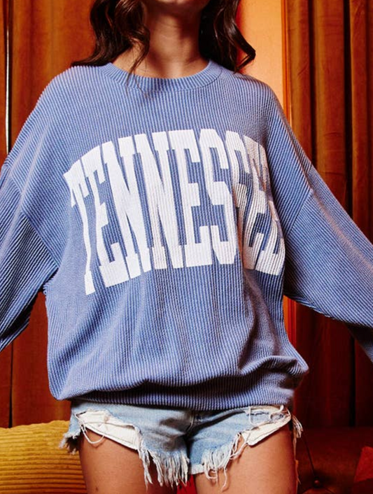 Tennessee Oversized Graphic Sweatshirt in Blue