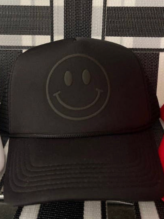 Happy Face Trucker Hat | Black