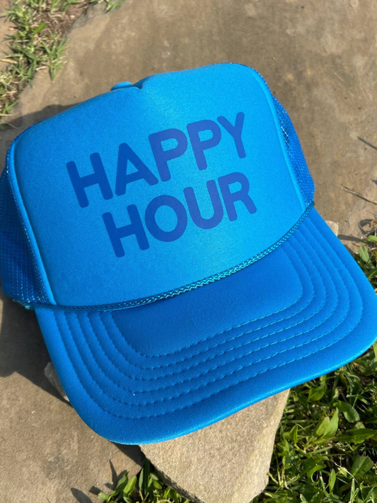 Happy Hour Trucker Hat | Neon Blue